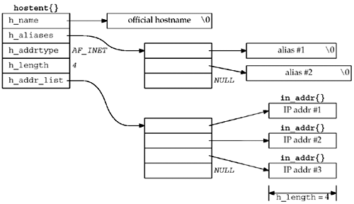 hostent structure and the information it contains